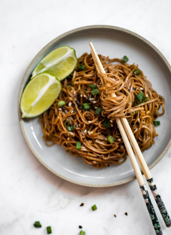 These spicy chili garlic noodles are fast, incredibly flavorful, and vegan. They're super easy - this dish is ready in under 15 minutes!
