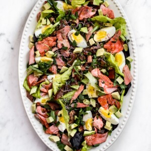 This salmon Cobb salad recipe is a lighter take on the classic! It's every bit as delicious.