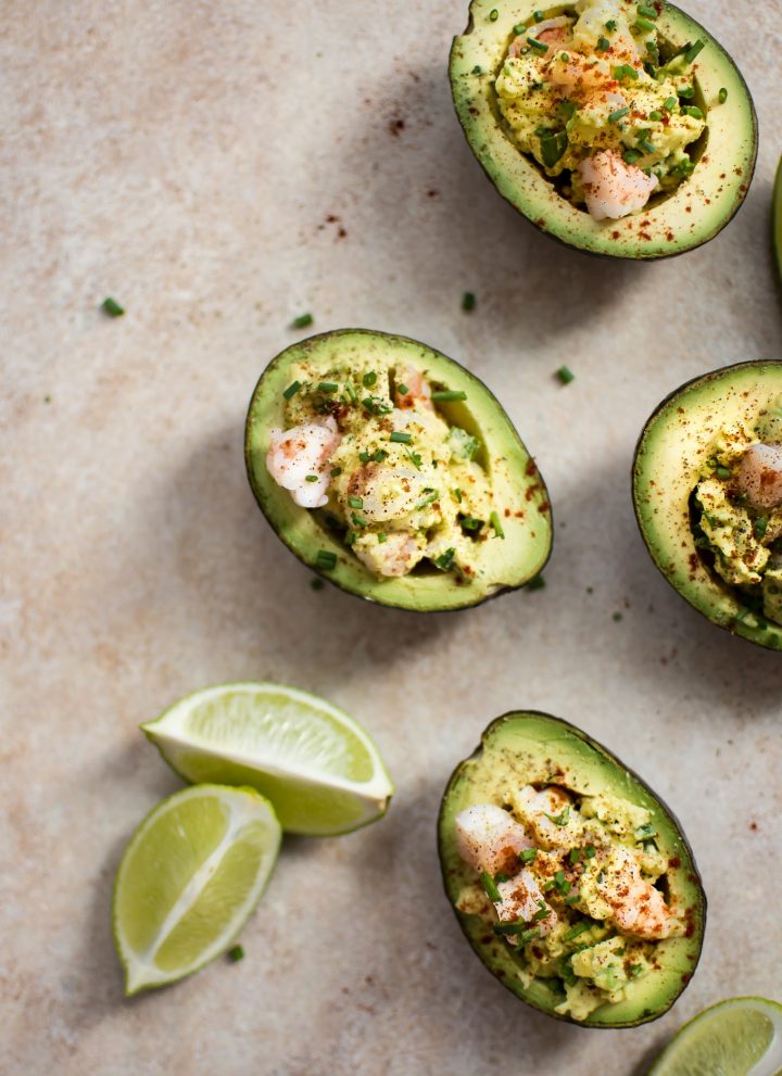 This healthy shrimp stuffed avocado recipe makes a great low-carb snack, appetizer, or light lunch!