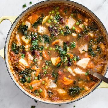 This easy vegetable and bean soup comes together quickly and makes a healthy and hearty meal. You can easily customize it with whatever veggies you have on hand.