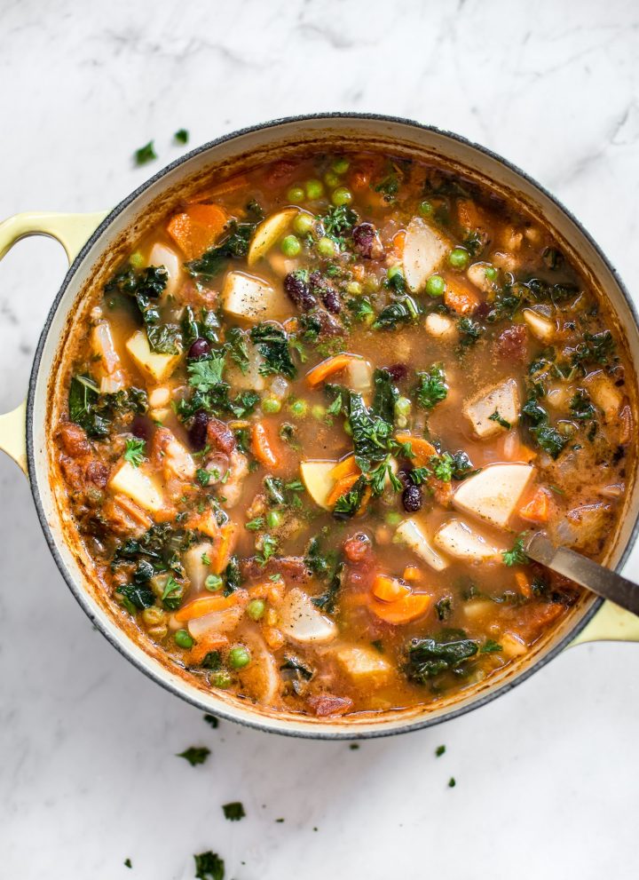 This easy vegetable and bean soup comes together quickly and makes a healthy and hearty meal. You can easily customize it with whatever veggies you have on hand.