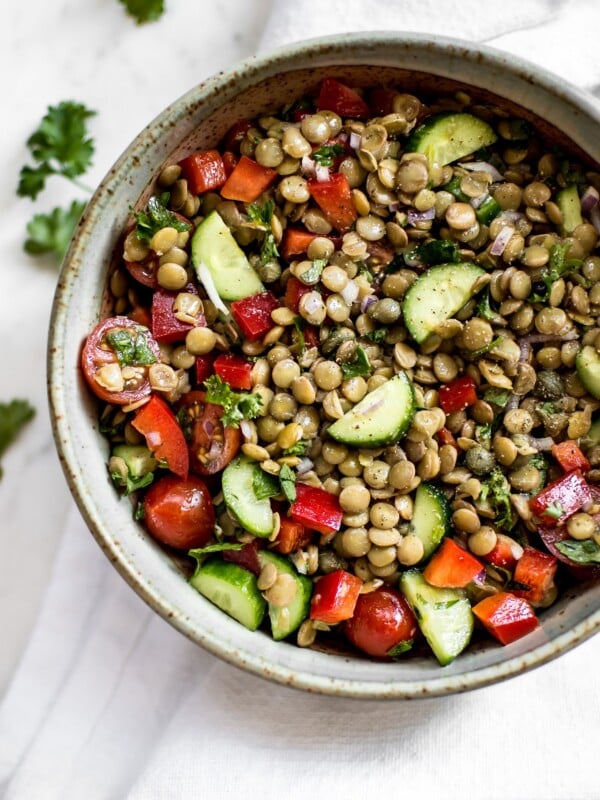 This green lentil salad recipe is healthy, fresh, and totally delicious! It makes a great light meal or side dish. 