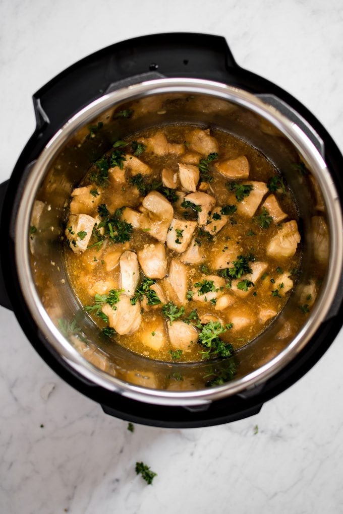 honey garlic chicken inside an Instant Pot