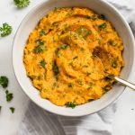 These Instant Pot mashed sweet potatoes are fluffy, creamy, and make the perfect side dish for winter, fall, a special occasion like Thanksgiving or Christmas, or whenever you want a big bowl of comfort!