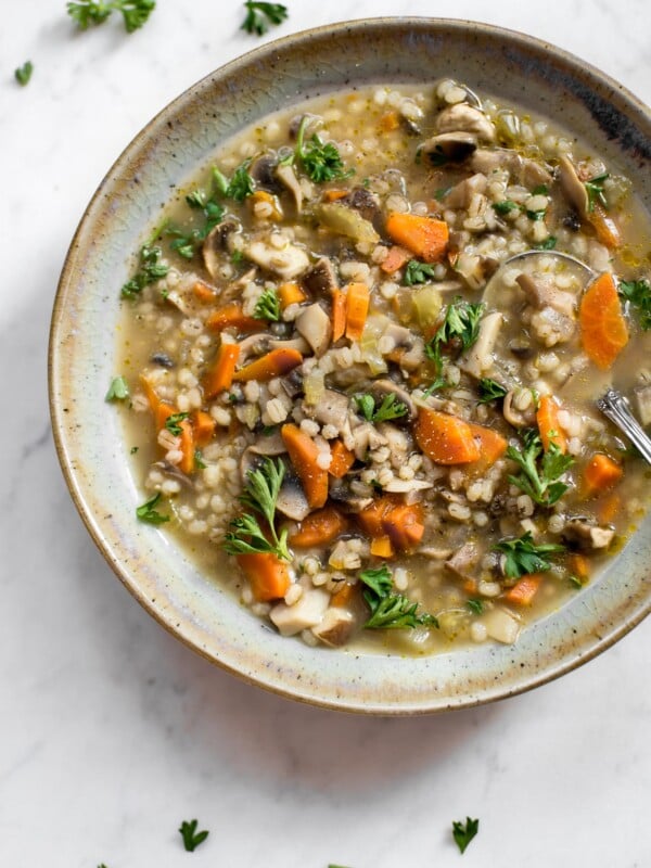 This mushroom barley soup is healthy, hearty, and deliciously comforting. It's easy to make, flavorful, and will warm you up!