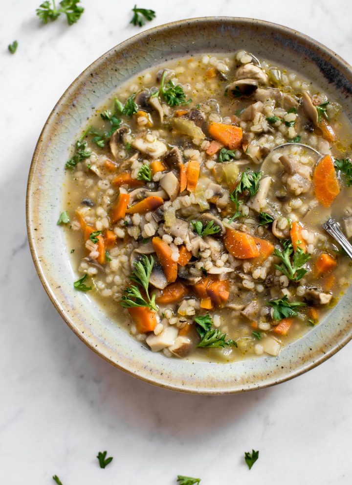 This mushroom barley soup is healthy, hearty, and deliciously comforting. It's easy to make, flavorful, and will warm you up!