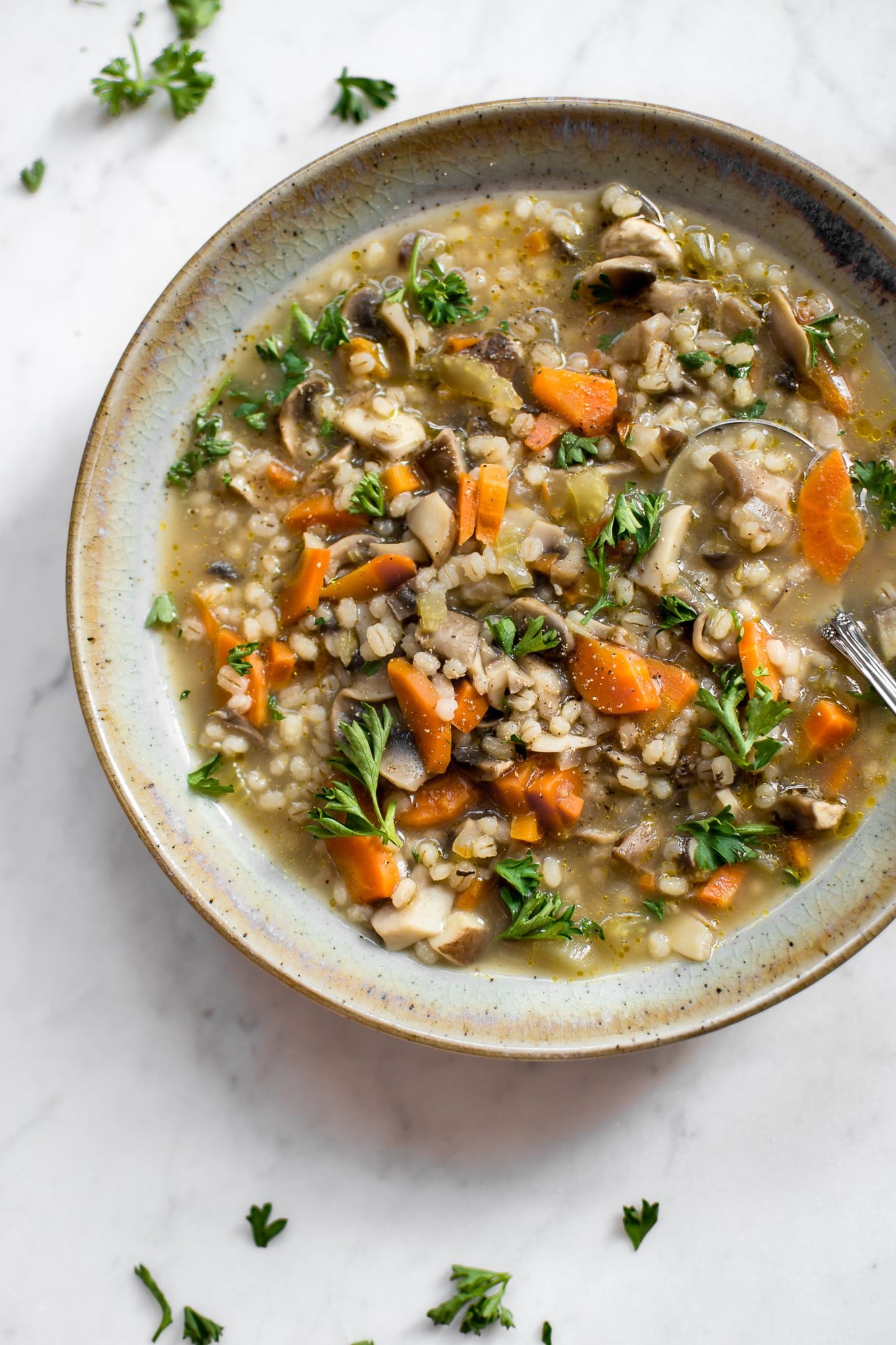 Vegan Mushroom Barley Soup • Salt & Lavender