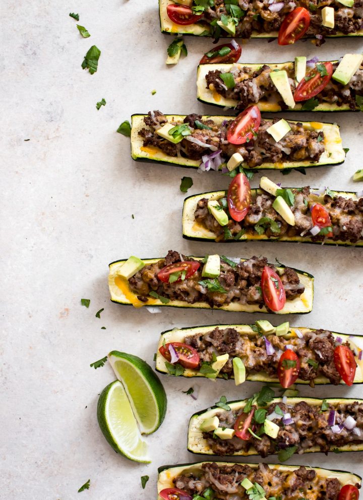 These taco zucchini boats are fun low-carb way to enjoy your favorite taco flavors!