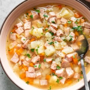 bowl of Instant Pot ham and potato soup