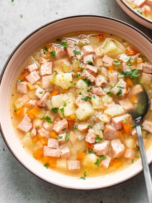 bowl of Instant Pot ham and potato soup