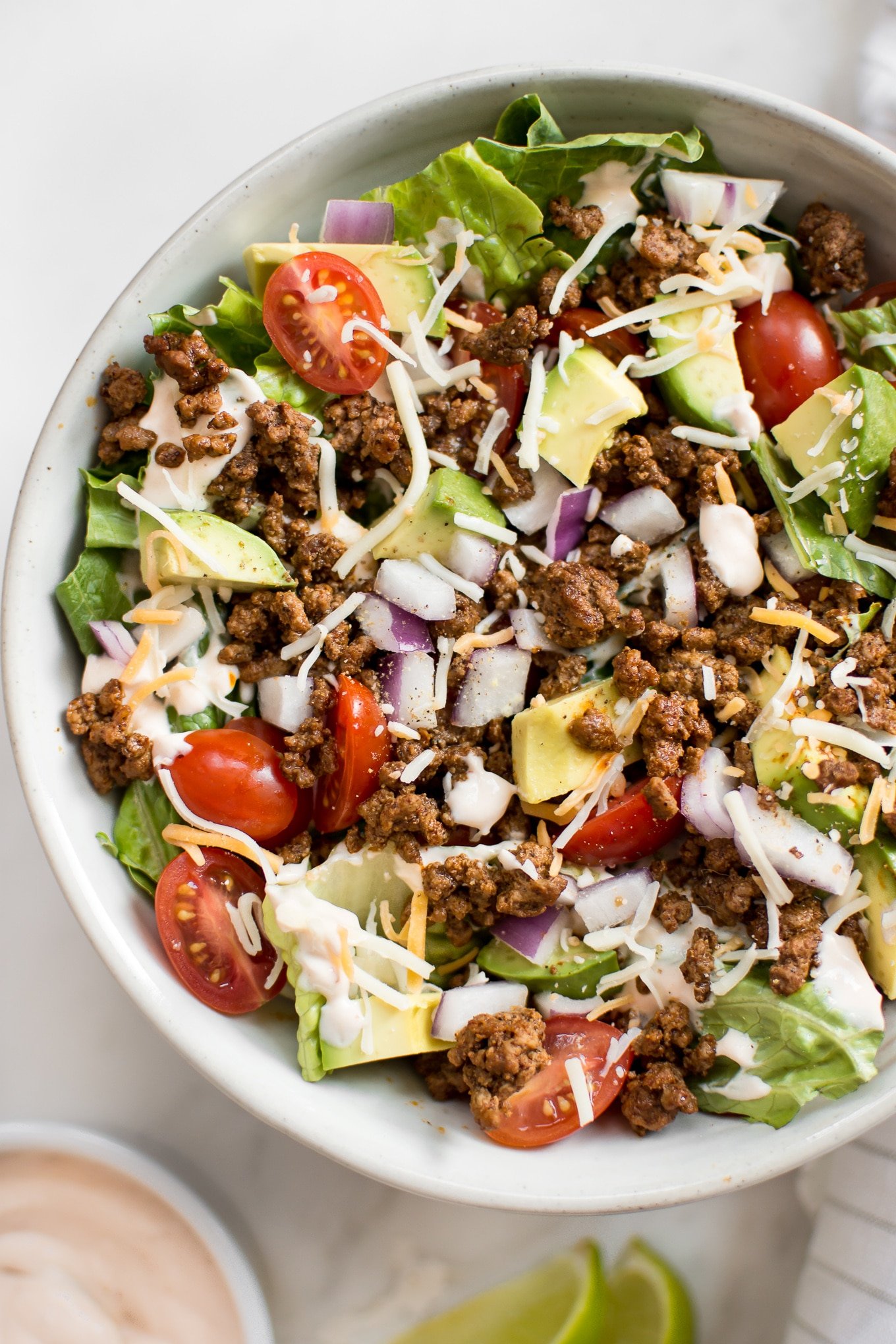 Low Carb Taco Salad Recipe via Salt and Lavender