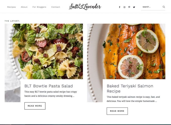 a screenshot of Salt and Lavender\'s new website design