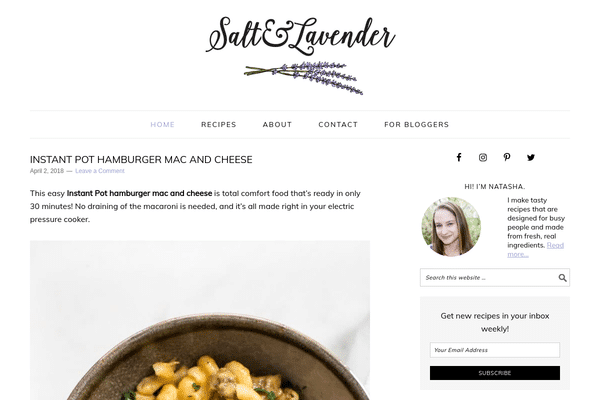 a screenshot of Salt and Lavender\'s former website design