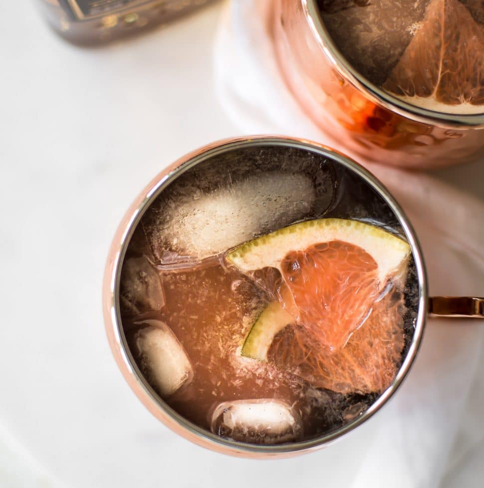 This grapefruit Irish Mule cocktail is a delicious variation of the classic Moscow Mule; it uses Irish whiskey instead of vodka. The perfect refreshing and easy to make party drink. Great for St. Patrick's Day or any day of the year. If you love ginger beer, you will love this cocktail!