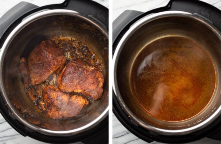 searing pork in an instant pot and making a sauce for pulled pork