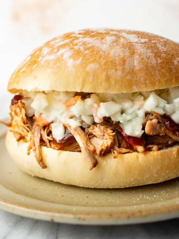 a pulled pork sandwich on a plate