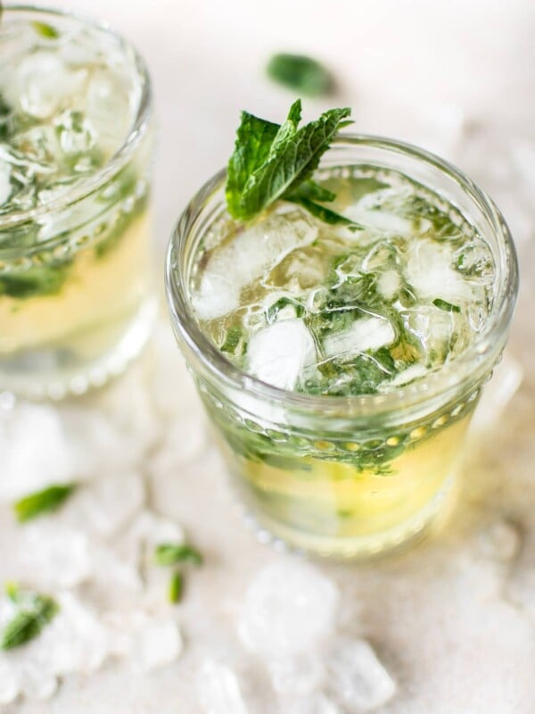 close up of a mint julep