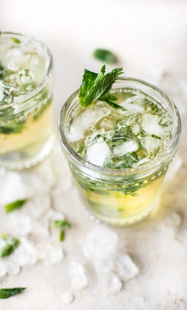 close up of a mint julep