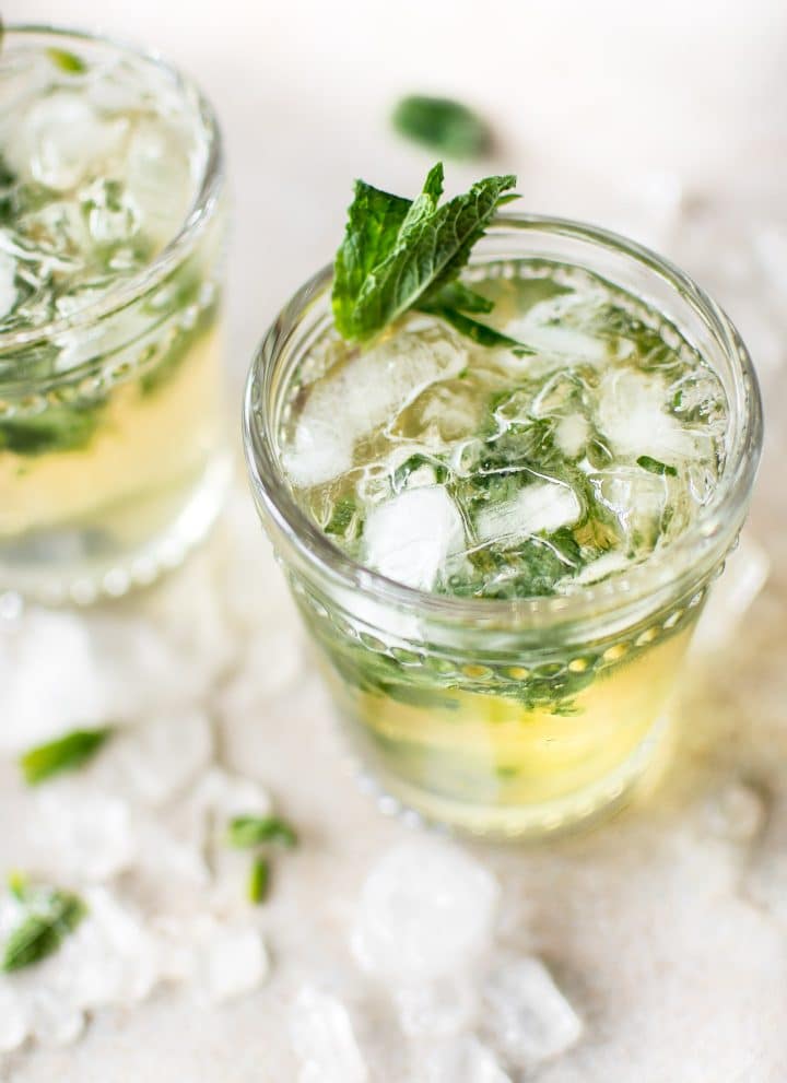 close up of a mint julep
