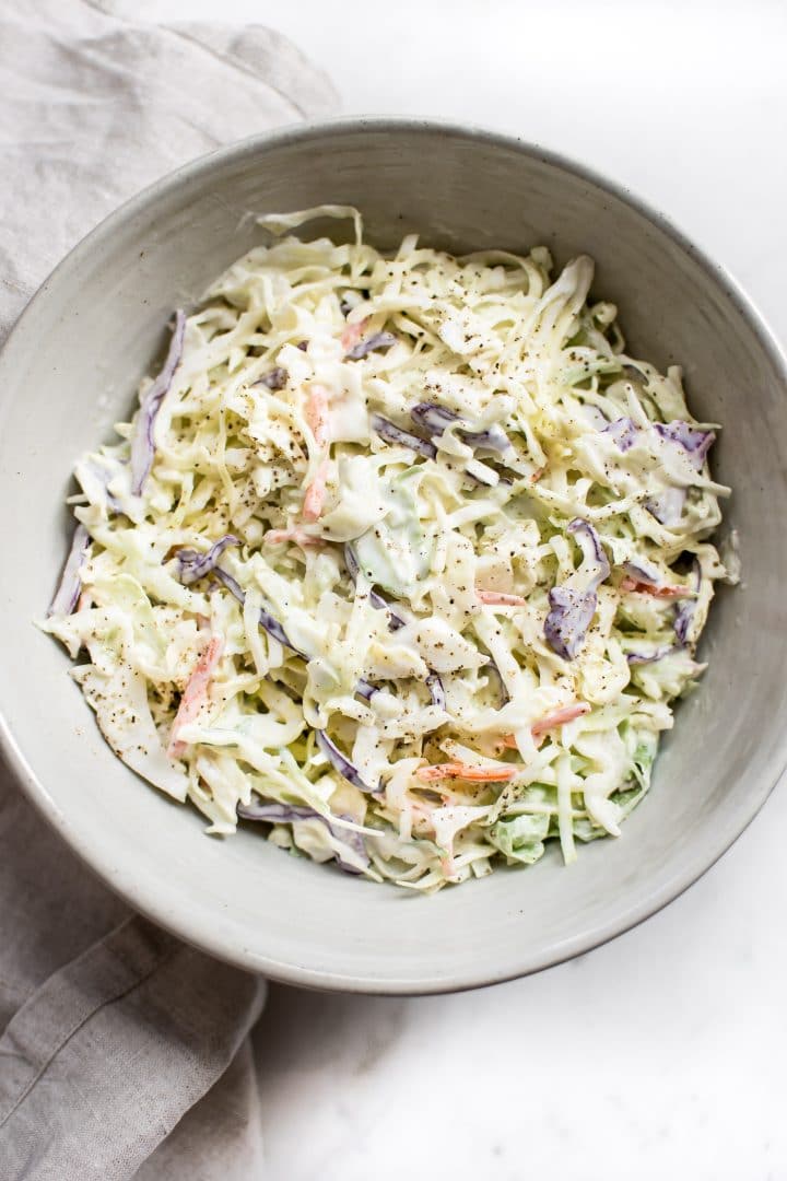 creamy homemade coleslaw in a bowl