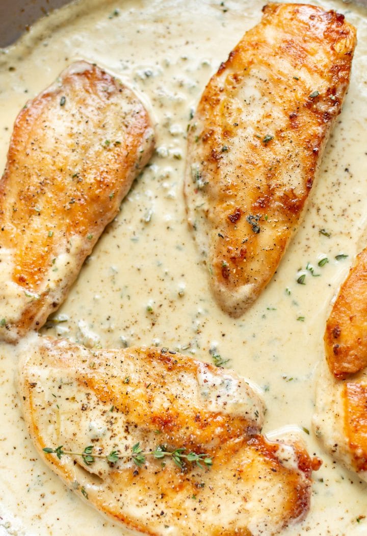 creamy garlic herb chicken close-up