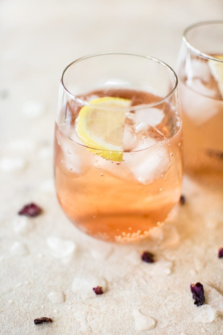 two glasses of easy rosé wine spritzer