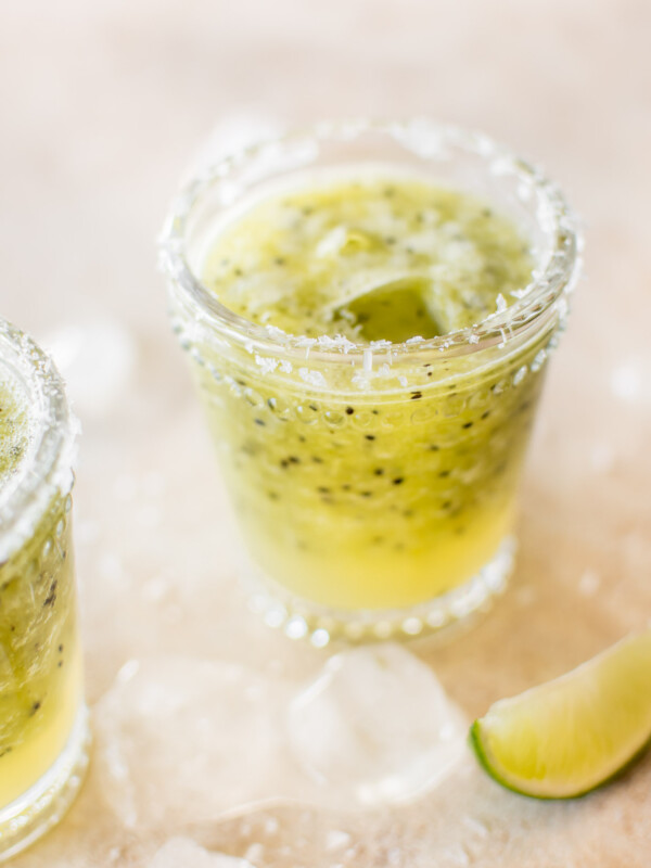 This refreshing blended kiwi margarita is a delicious easy summer drink recipe that's not too sweet.