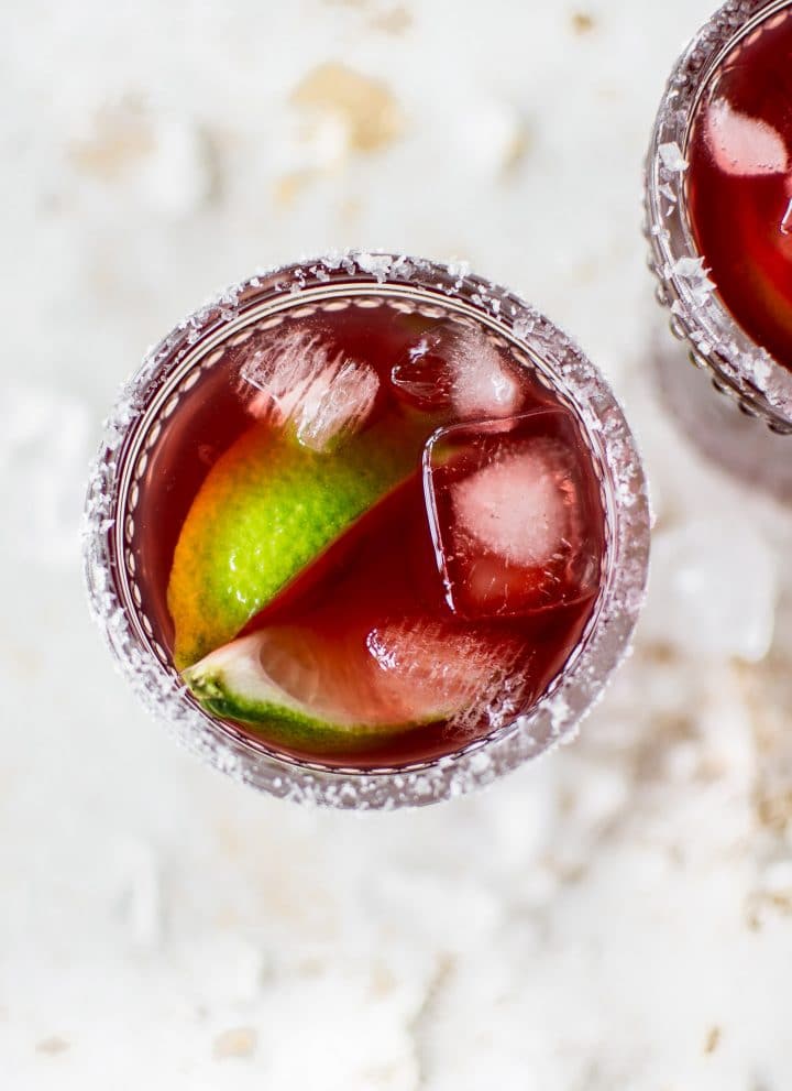 This pomegranate margarita recipe is easy, fresh, fast, and simple. Perfect for Cinco de Mayo or summer sipping! It uses pomegranate juice so no extra effort is required!
