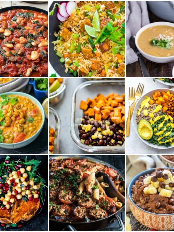 Easy, healthy, and delicious vegan meal prep recipes for the week - this roundup has 30 plant-based ideas for make-ahead lunches, dinners, and snacks. You'll find everything from high protein to low-carb, slow cooker, no cook, and more.