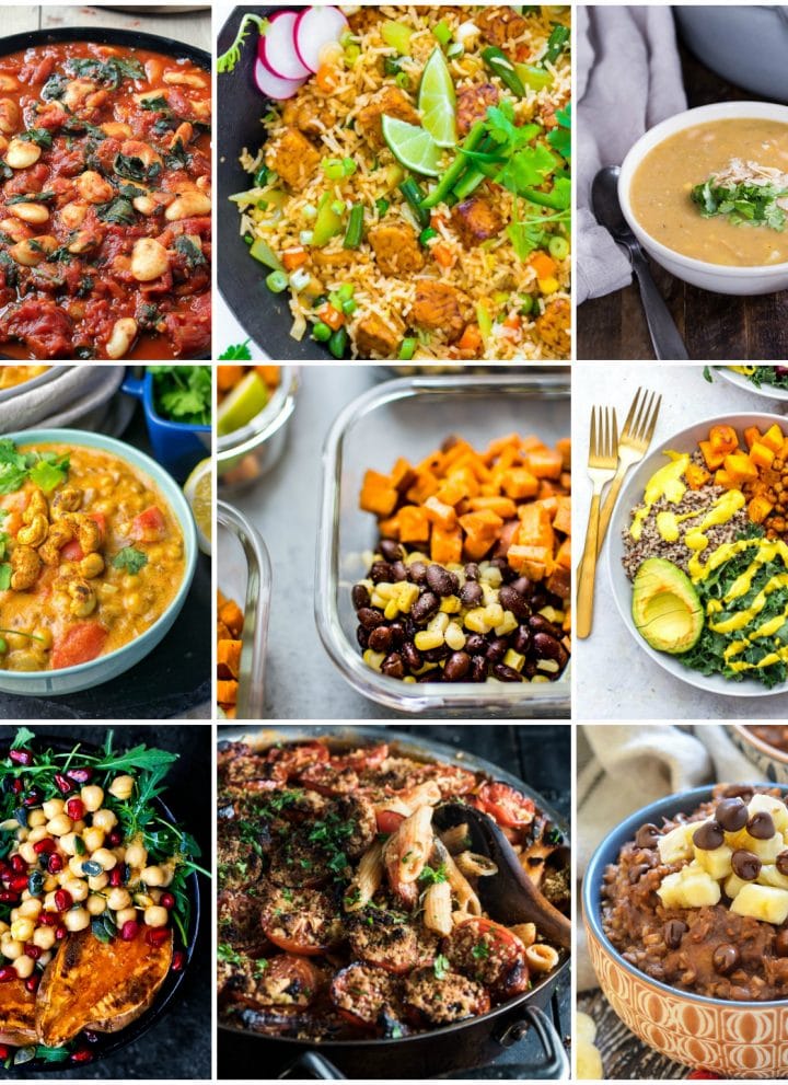 Easy, healthy, and delicious vegan meal prep recipes for the week - this roundup has 30 plant-based ideas for make-ahead lunches, dinners, and snacks. You'll find everything from high protein to low-carb, slow cooker, no cook, and more.
