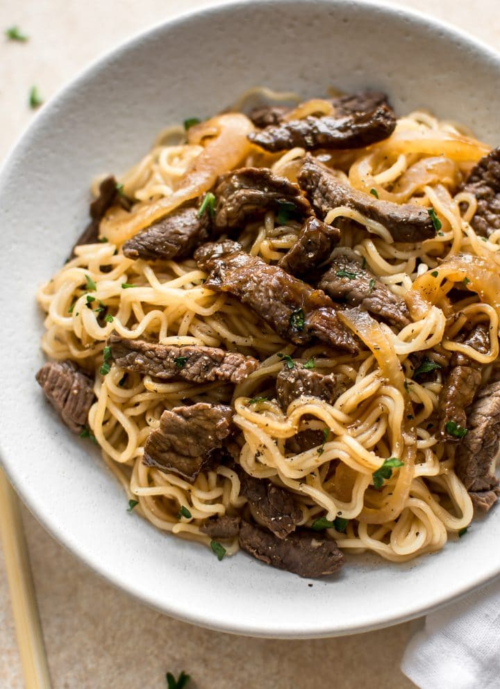 This easy Asian stove top beef and noodles recipe is quick and simple. You will love this homemade version over take-out!