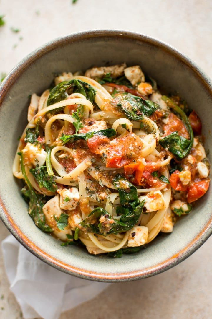 Chicken Feta Spinach Pasta