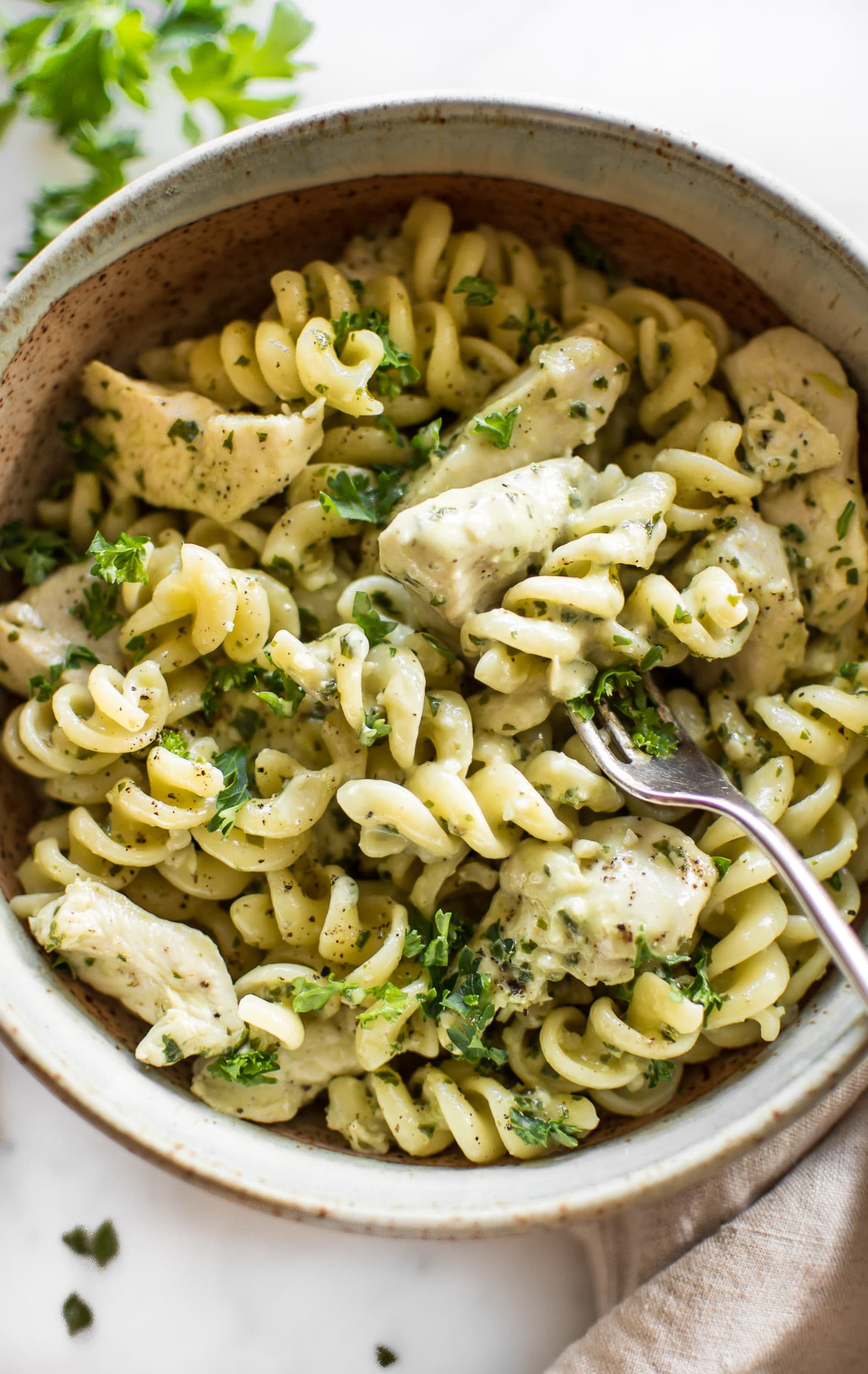 Creamy Chicken Pesto Pasta • Salt & Lavender