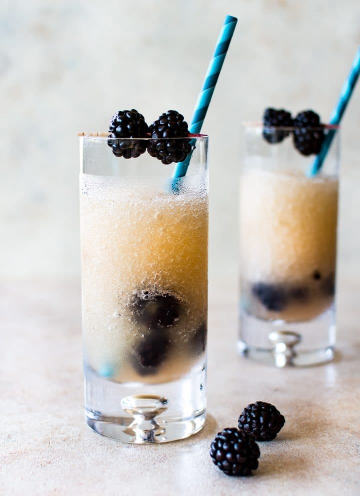 This frozen Riesling (Friesling) recipe is a tasty white wine slushy drink that will help you cool off all summer. It's infused with Chambord (a raspberry-blackberry liqueur) and fresh blackberries. Perfect for summer entertaining, parties, and girls' night! 