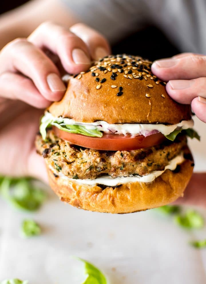 These healthy ground turkey burgers are moist and flavorful and have the best fresh seasoning blend. It's simple to learn how to make turkey burgers on the grill!