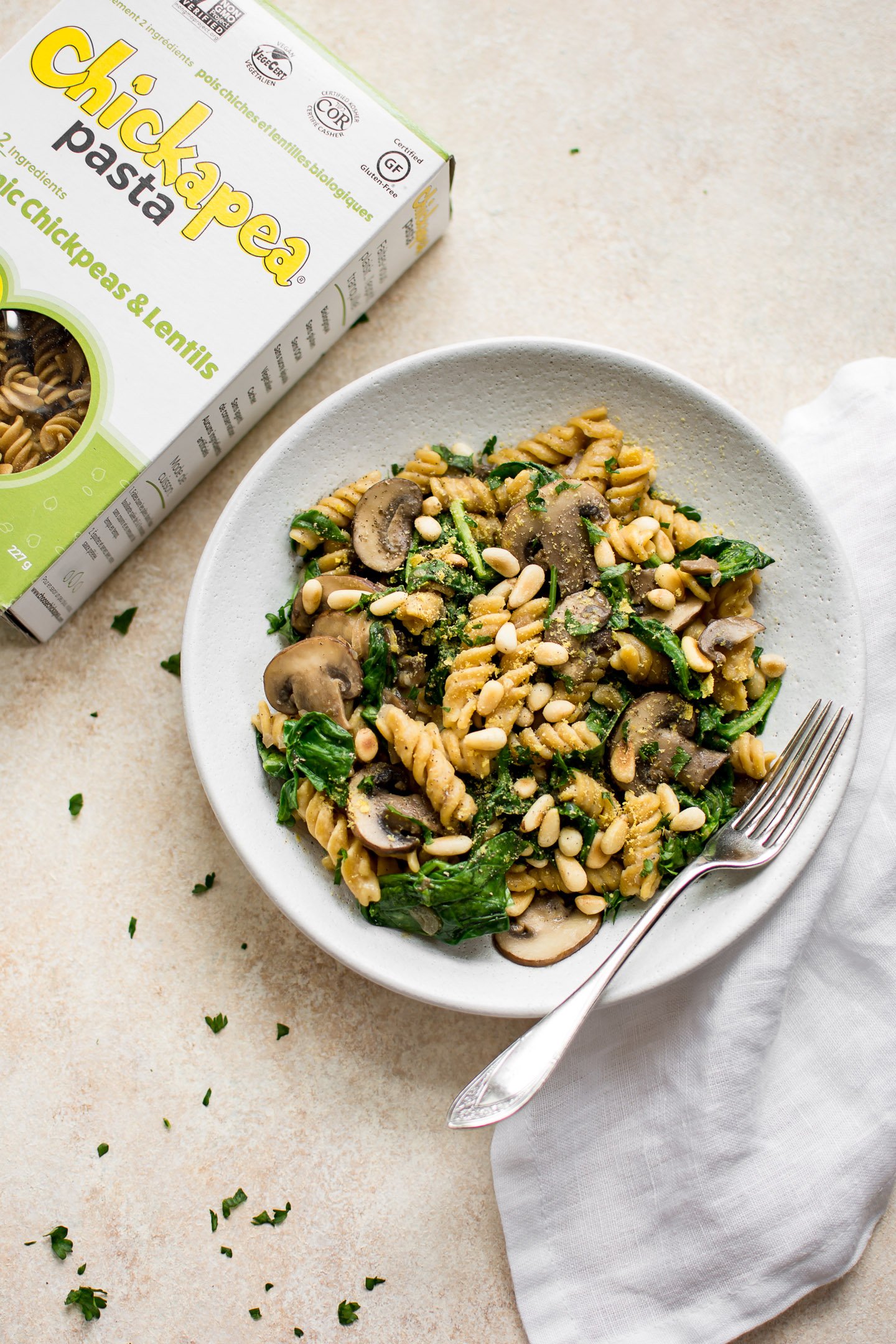 Vegan Spinach and Mushroom Pasta • Salt & Lavender