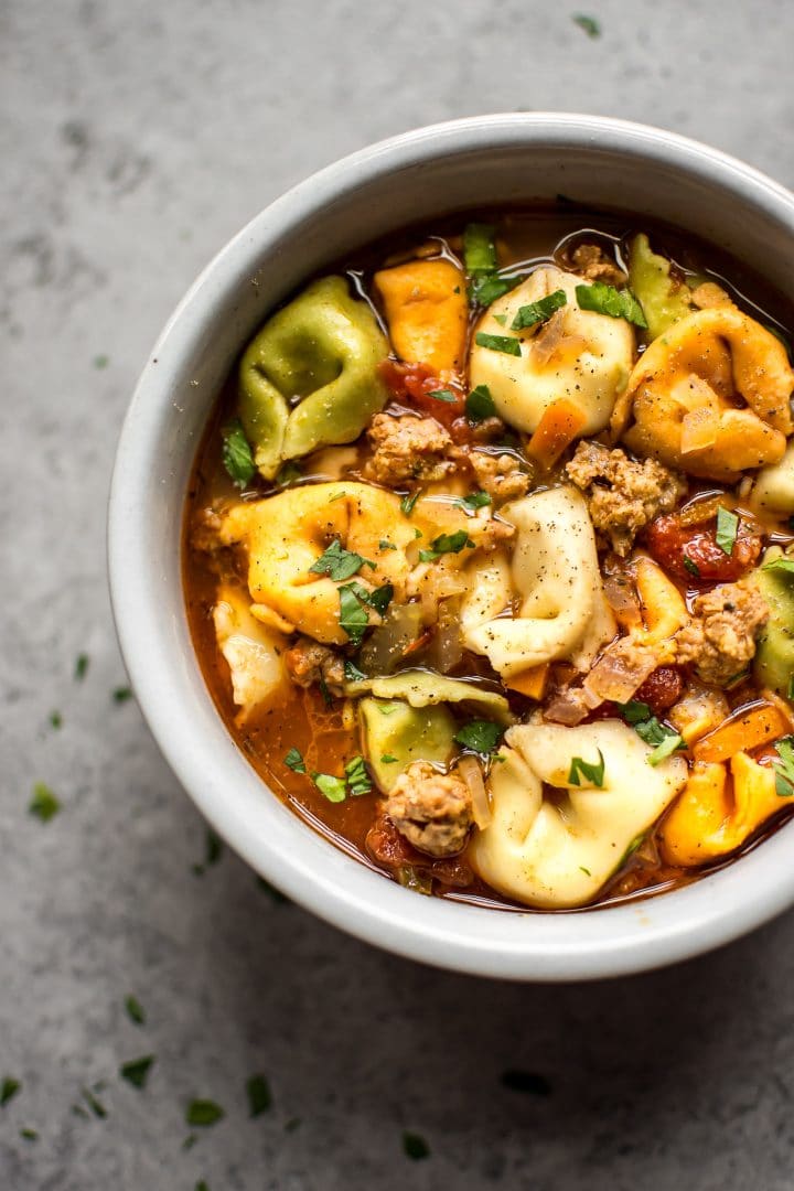 Crockpot Tortellini Soup with Sausage • Salt & Lavender