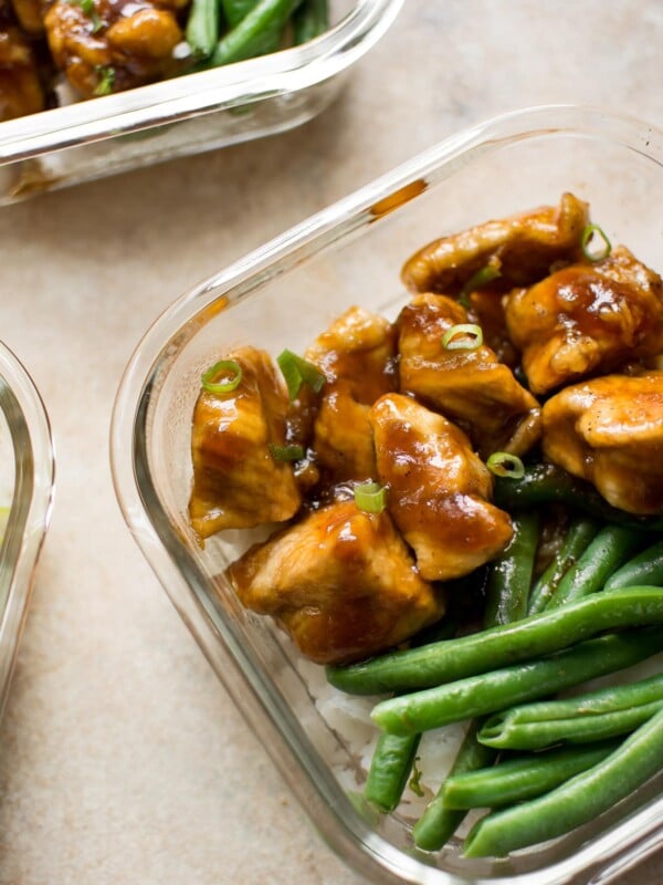 Homemade Mongolian chicken has the most tasty and addictive sauce! This meal prep recipe is easy for beginners to make, and customizable - you can swap out the rice and green beans with other sides if you wish.