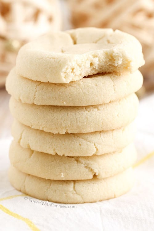 stack of six no-chill sugar cookies
