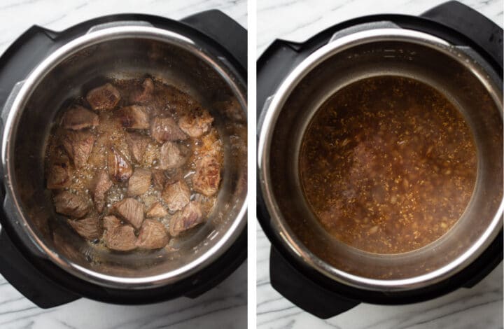 sauteing beef in an instant pot for beef stew