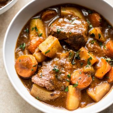 The best healthy, quick, and easy beef stew recipe made right in the Instant Pot! You will love this classic family recipe that has the perfect seasoning and tender meat, potatoes, and vegetables.