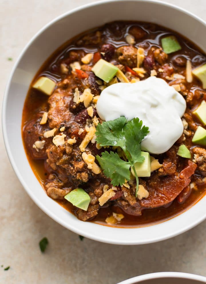 This Instant Pot turkey chili is the best easy chili recipe! Making chili in the electric pressure cooker is hassle-free and fast. A healthy family comfort food!