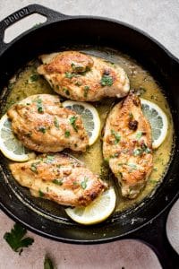 This lemon butter chicken recipe is quick, easy, and totally delicious. This recipe has a wonderfully tangy savory sauce and melt-in-your-mouth chicken breast.