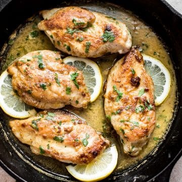This lemon butter chicken recipe is quick, easy, and totally delicious. This recipe has a wonderfully tangy savory sauce and melt-in-your-mouth chicken breast.