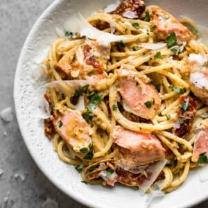 This creamy Cajun salmon pasta is full of flavor with a touch of spice! The perfect easy weeknight dinner that's good enough for guests.