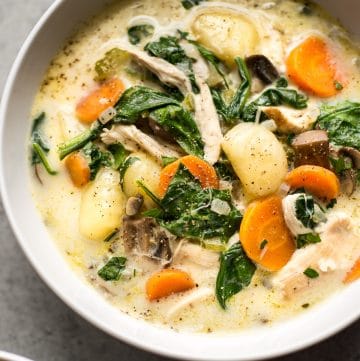 This creamy gnocchi soup with chicken is the best comforting soup recipe! It's a family favorite that comes together quickly.