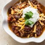 This quick and easy Instant Pot beef chili is made fast in your electric pressure cooker. The perfect family friendly game day recipe!