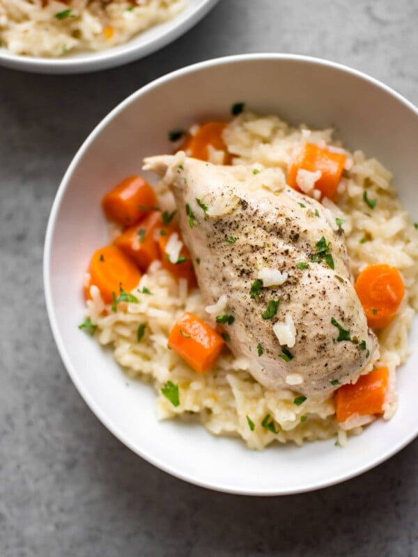 Super easy and crazy delicious Instant Pot chicken and rice. A healthy and delicious meal all made in one pot! Your family will love it.
