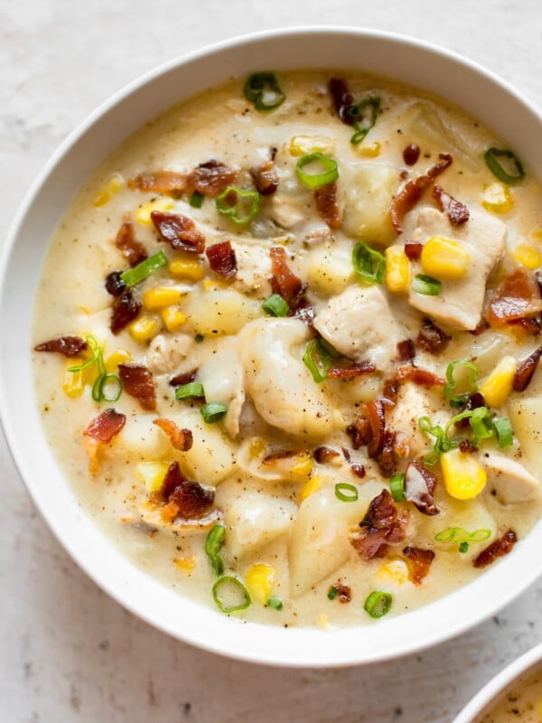 This creamy chicken and corn chowder with bacon is hearty and comforting. It's sure to become a family favorite!