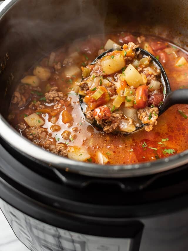 Crockpot Cabbage Soup with Beans, Sausage, and Potatoes • Salt & Lavender